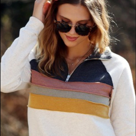 Wanna B Tops - WannaB Colorblock Zip Top Stretchy S M L XL